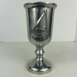 Vtg Pewtarex Pewter 7.25” Goblet Chalice Wine Water Horse Renaissance Pagan D